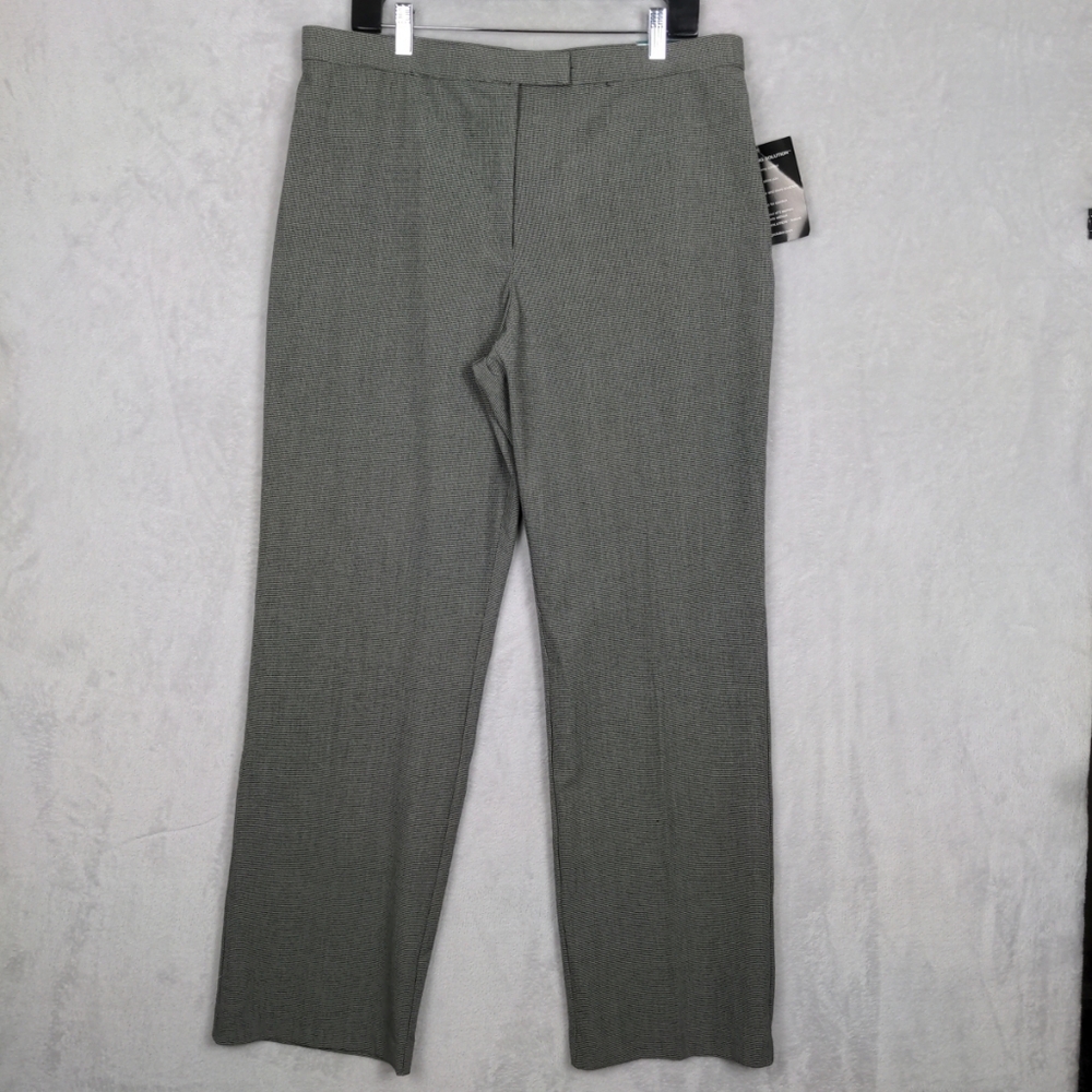 NWT Sag Harbor Dress Pants Women 16 Black White Slimming Stretch Office Career